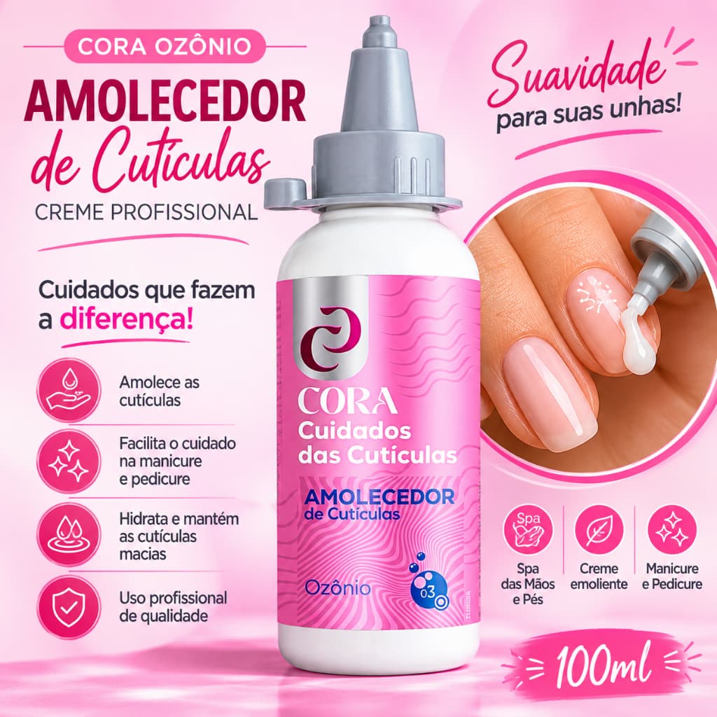 Amolecedor de Cutículas em Creme Cora Ozônio 100ml Spa Dos Pés Mãos e Unhas