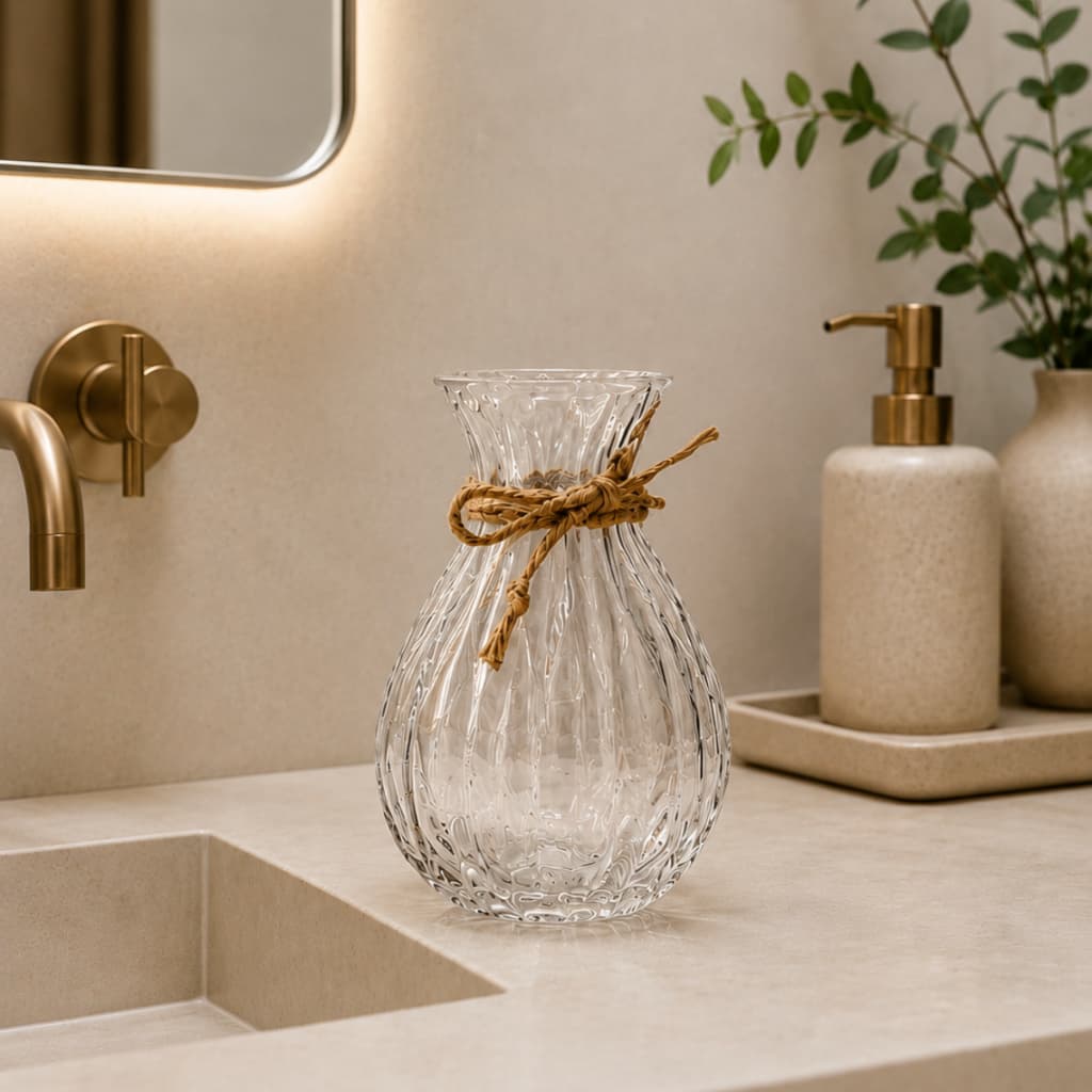 Vaso de Vidro Decorativo Abstract Lyor 14 cm - Transparente Decoração Flores Plantas