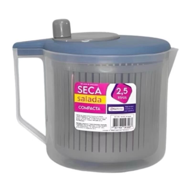 Seca Salada Manual Compacto Centrífuga de Saladas Secador 2,5 Litros Cozinha Organização
