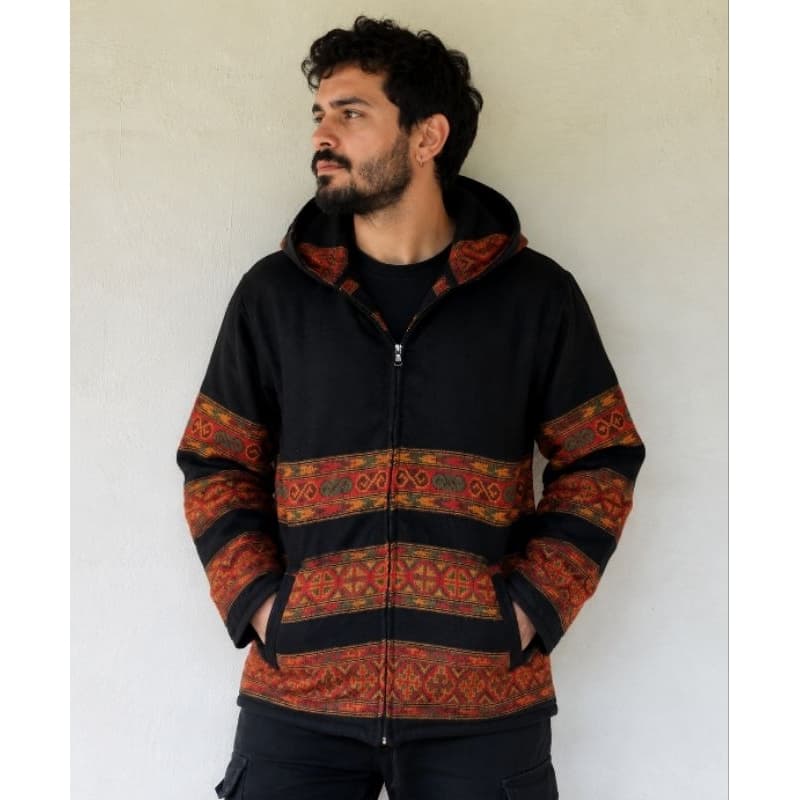 Casaco Jaqueta de Lã Inverno Patchwork Unissex Blusa Estilo Peruano