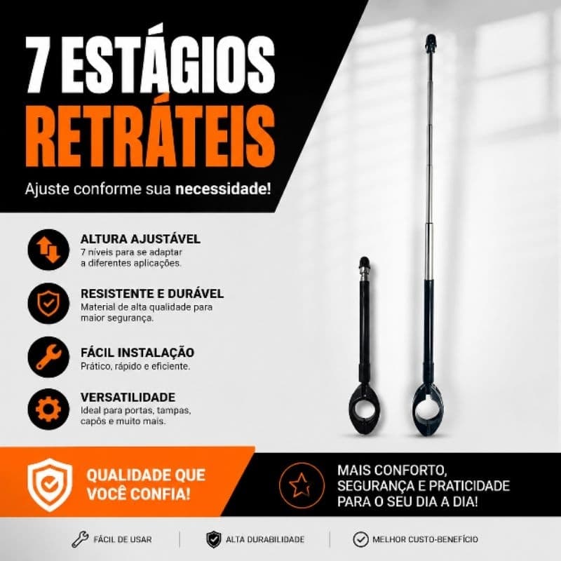 Antena Corta Pipa Haste Retrátil 7 Estágios – Ajuste Perfeito para Sua Necessidade!