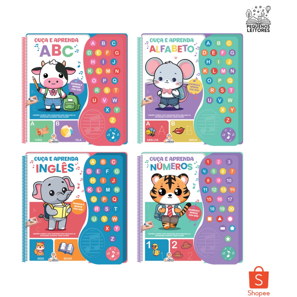 Livro Sonoro Infantil Escreva e Apague | Interativo com Sons e Atividades | Blu Editora