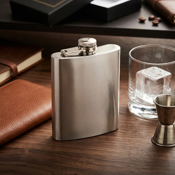 Cantil De Bolso Porta Bebida Aço Inox Premium Com Tampa 220ml