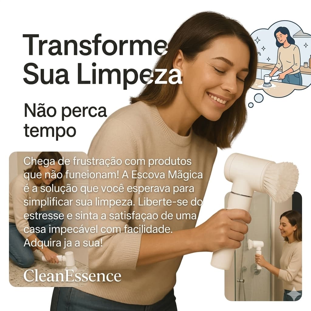 Escova Elétrica de Limpeza 5 em 1 Sem Fio Limpador Multiuso Prático Com Mais Duas Cabeças de Escova