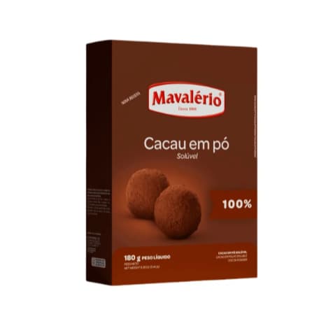 Cacau Em Pó Alcalino 100% Mavalério Caixa 180g Para Bolos E Doces