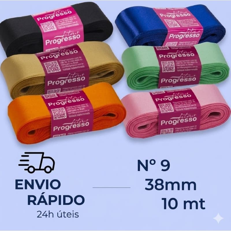 Fita De Cetim Progresso Nº9 38mm 10-metros