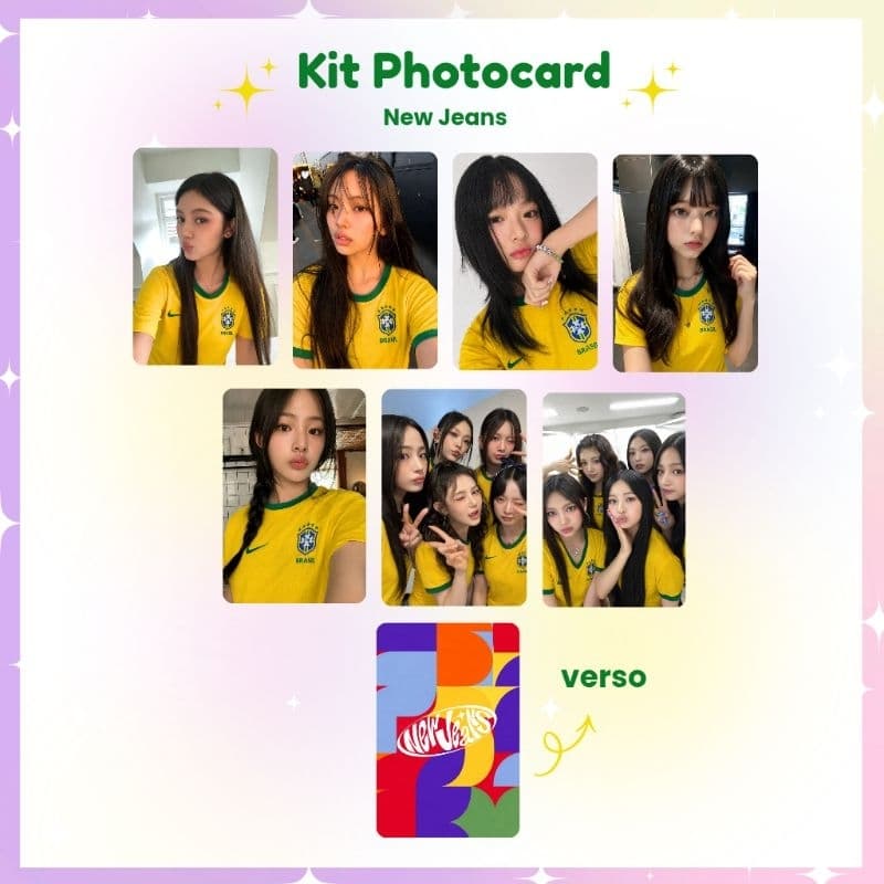 Kit 7 Photocards NEW JEANS Brasil Copa do Mundo 2026 - Photocard Fanmade fotos prontas (LEIA A DESCRIÇÃO)