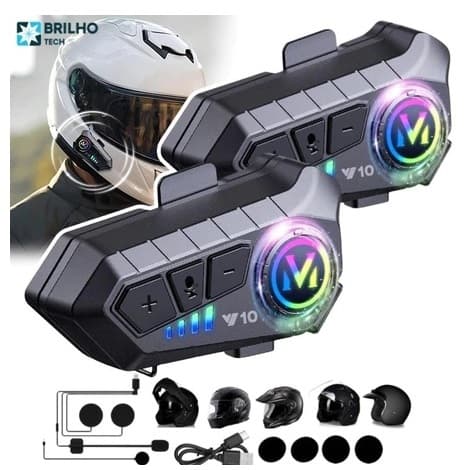 Y10 Motocicleta Sem Fio Bluetooth 5.3 Fone de Ouvido para Capacete À Prova D'Água