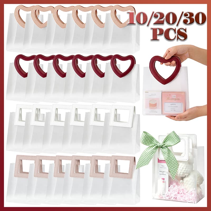 10/20/30 PCS Bolsa Sacola Alças Coração e Quadrada Transparente Fosca Praia Lembrancinha de Aniversario Presente