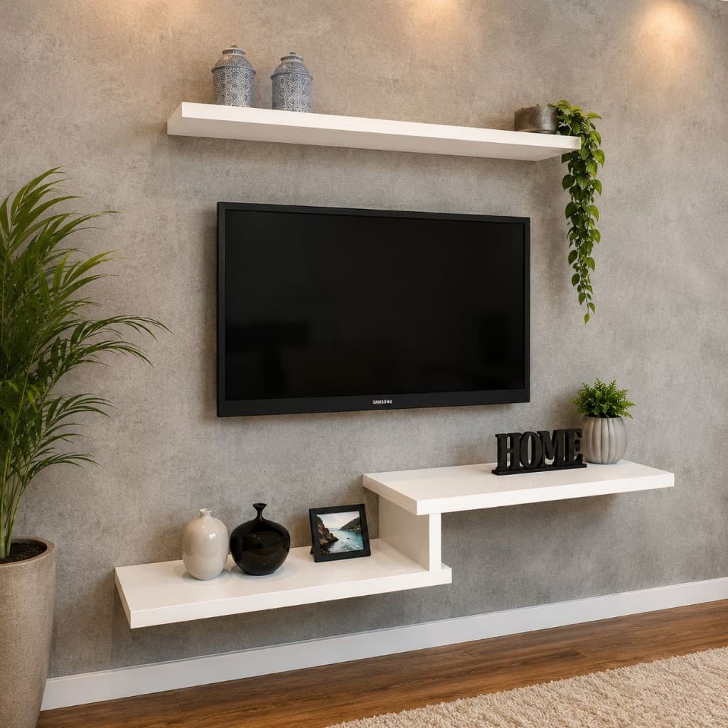 Rack Tv Suspenso R-55 MDF Com Prateleira Grande
