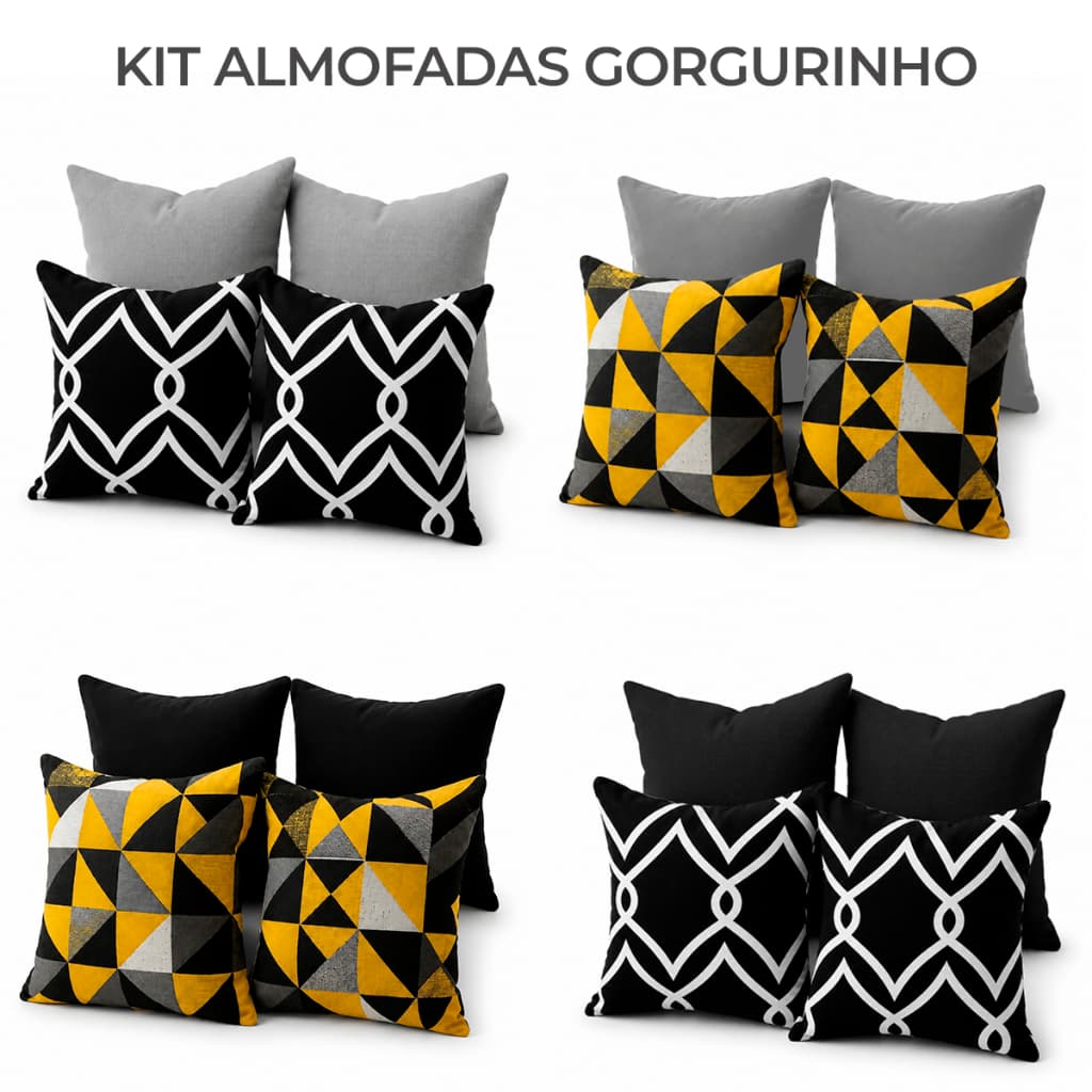 Kit com 4 Capas Almofadas Decorativas Para Sofá Sala Quarto Gorgurinho Macio com Zíper