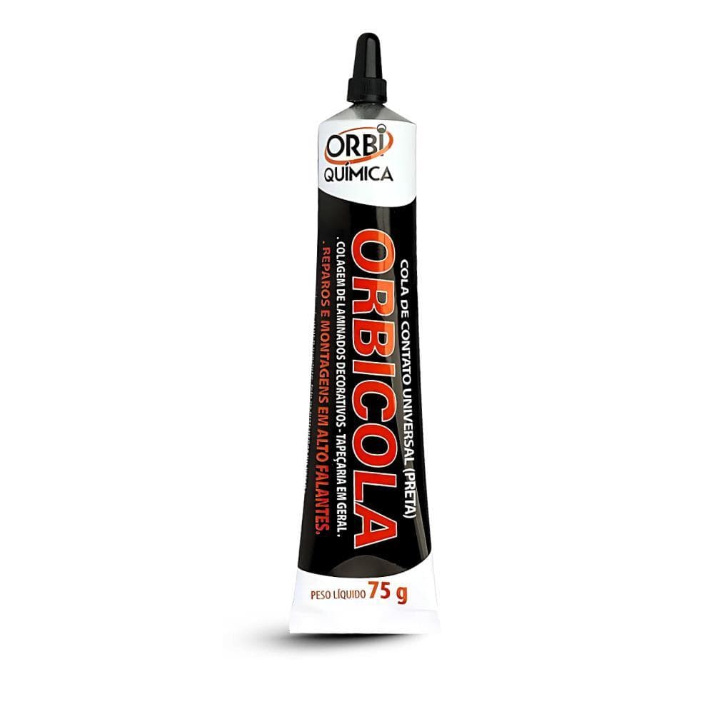 Cola de Contato Orbicola Preta 75g - Adesão Instantânea e Resistente