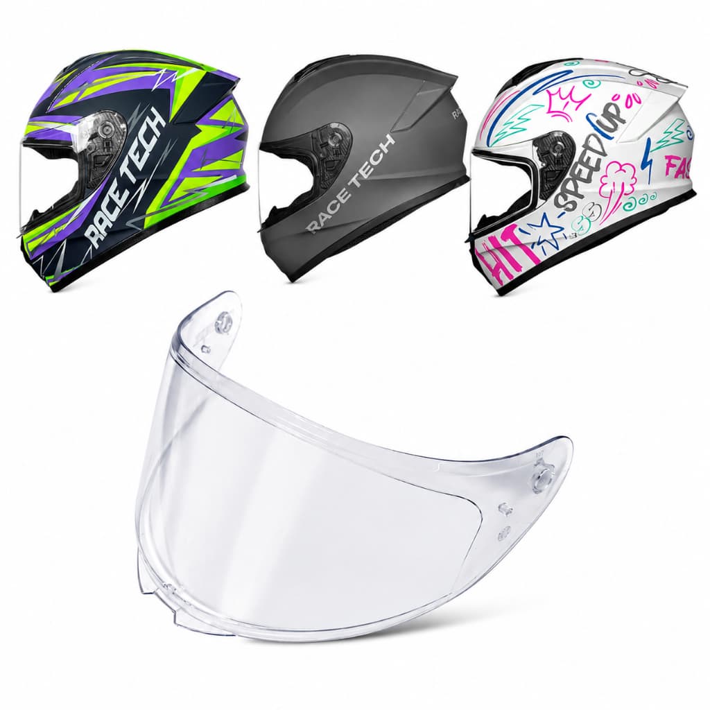Viseira Cristal Capacete Race Tech Hit Spark Monocolor Faster Polivisor