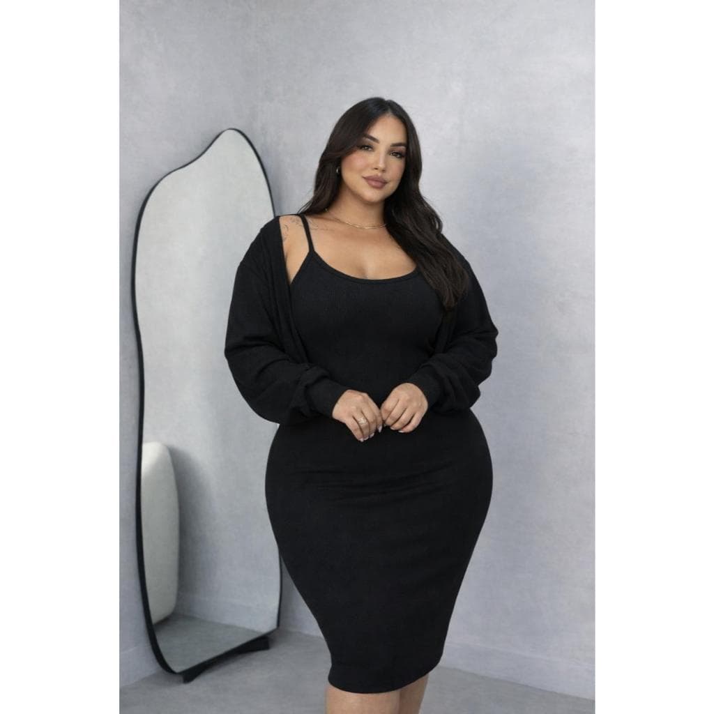 Conjunto Vestido com Casaco Manga longa