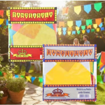 Bandeirinhas Coloridas De Plastico Resistente Chuva E Papel Seda 10M Festa