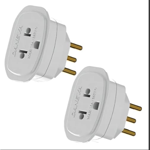 Adaptador De Tomada Universal 3 Pinos Plug Tripolar 2p+t 10a Daneva Dn1661 com 2 unidades