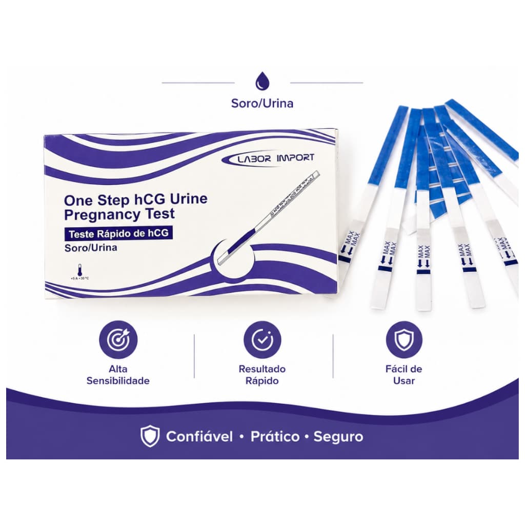 Teste de Gravidez 5 Unidades 25uI HCG Urina / Soro Labor Import