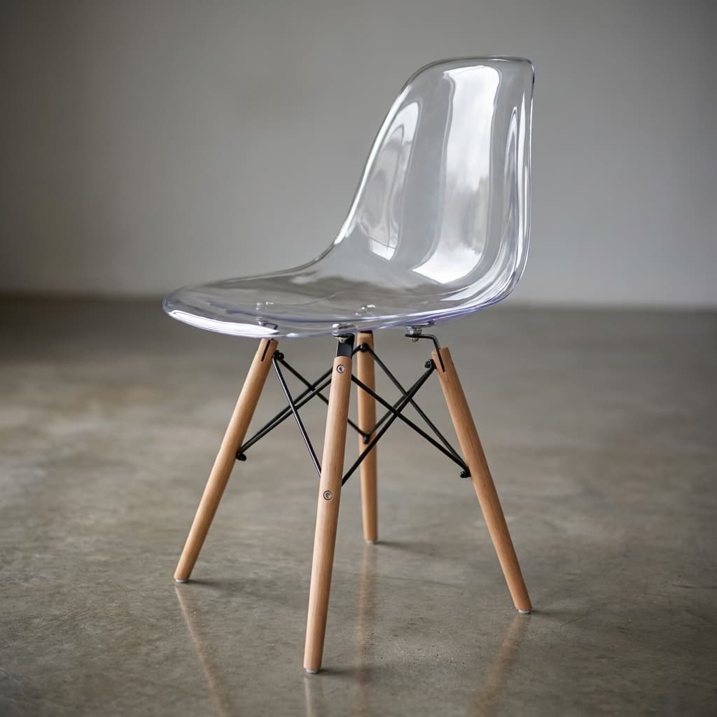 Cadeira Charles Eames Policarbonato Acrílica Transparente para Sala, Cozinha e Escritório