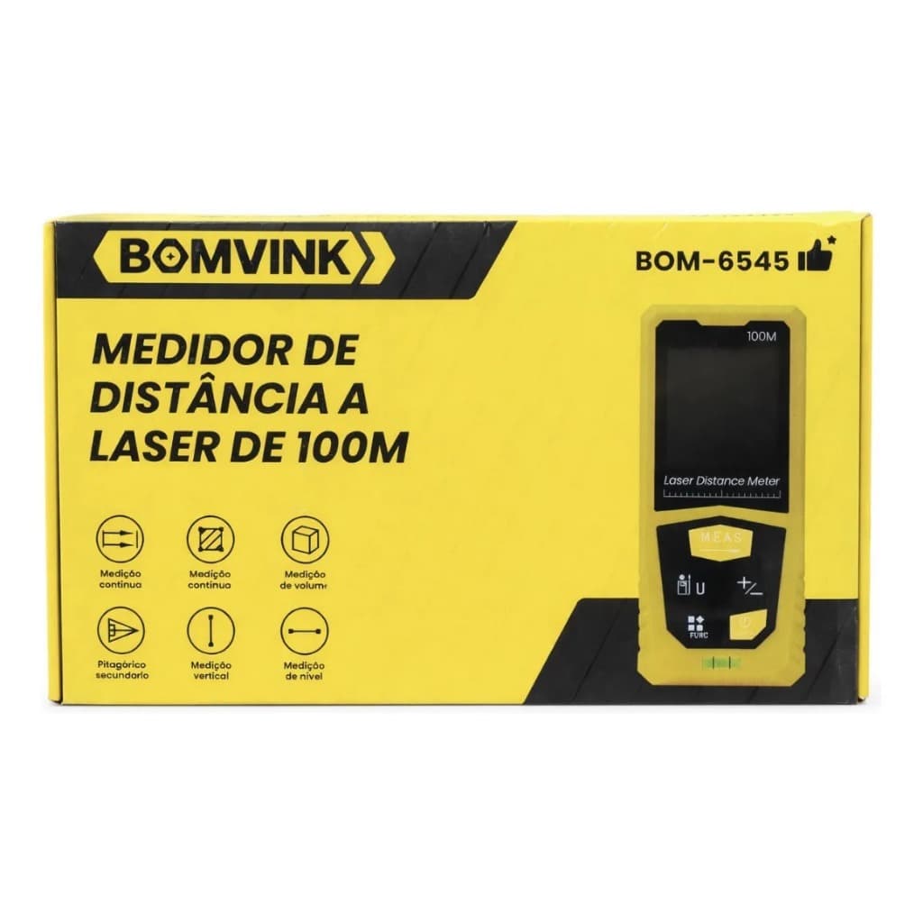 Medidor Laser Bomvink 100m Para Obras Engenharia Envio Imediato