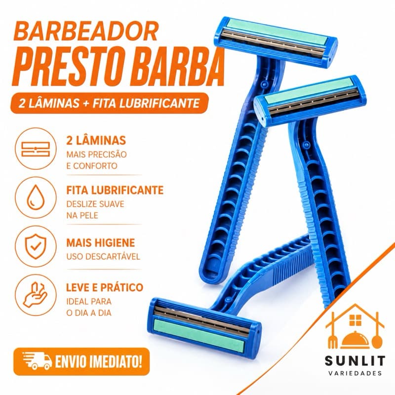 Barbeador Prestobarba Duas Lâminas Fita Lubrificante Barba Macia Conforto No Uso Diário H
