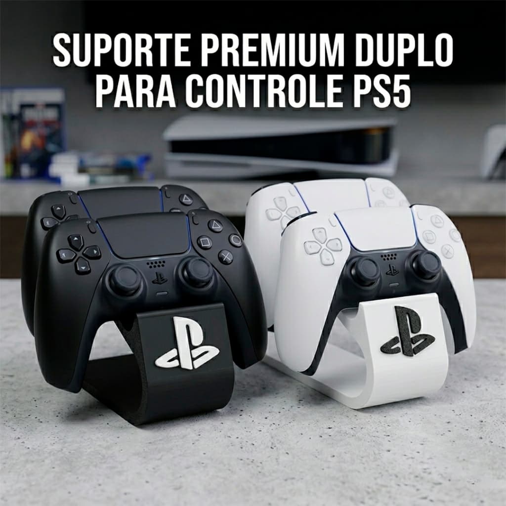 Suporte Duplo Para Controle PS5 De Mesa Expositor Setup Gamer Base Organizador duplo para Controle