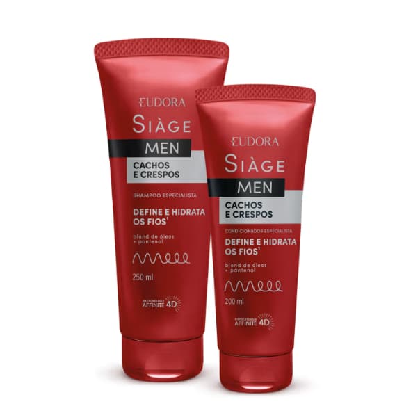 Combo Siàge Men: Condicionador Cachos e Crespos 200ml + Shampoo Cachos e Crespos 250ml - EUDORA SIAGE.