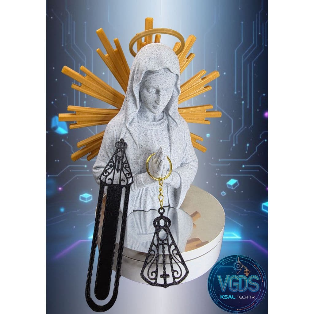 Imagem Nossa Senhora e mais brindes: 1 marcador de página e 1 chaveiro - Plastico Resistente para mesa/parede