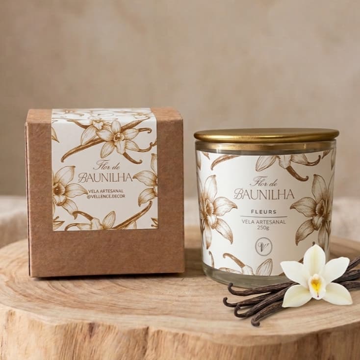 Vela Aromática Baunilha 250g Vela Perfumada Floral Doce para Ambiente