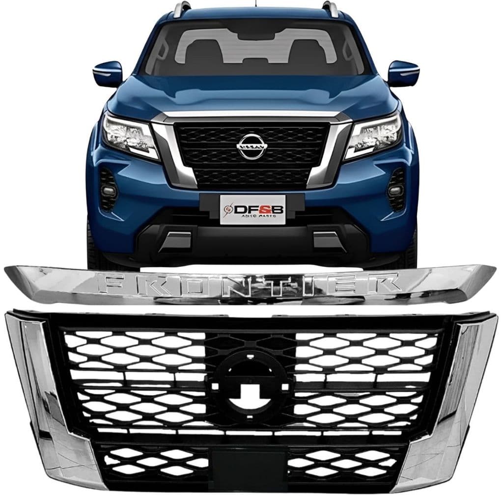 Grade e Friso Dianteiro Nissan Frontier 2021 2022 2023 2024 2025 Cromada