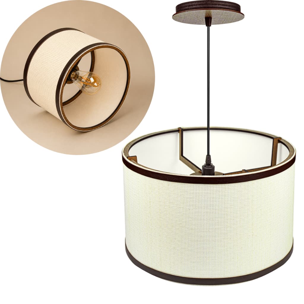 Lustre De Teto Bella 24x18 Cm Pendente Decoração Casa Moderna | Fio 1 Metro Bivolt - Madeira MDF