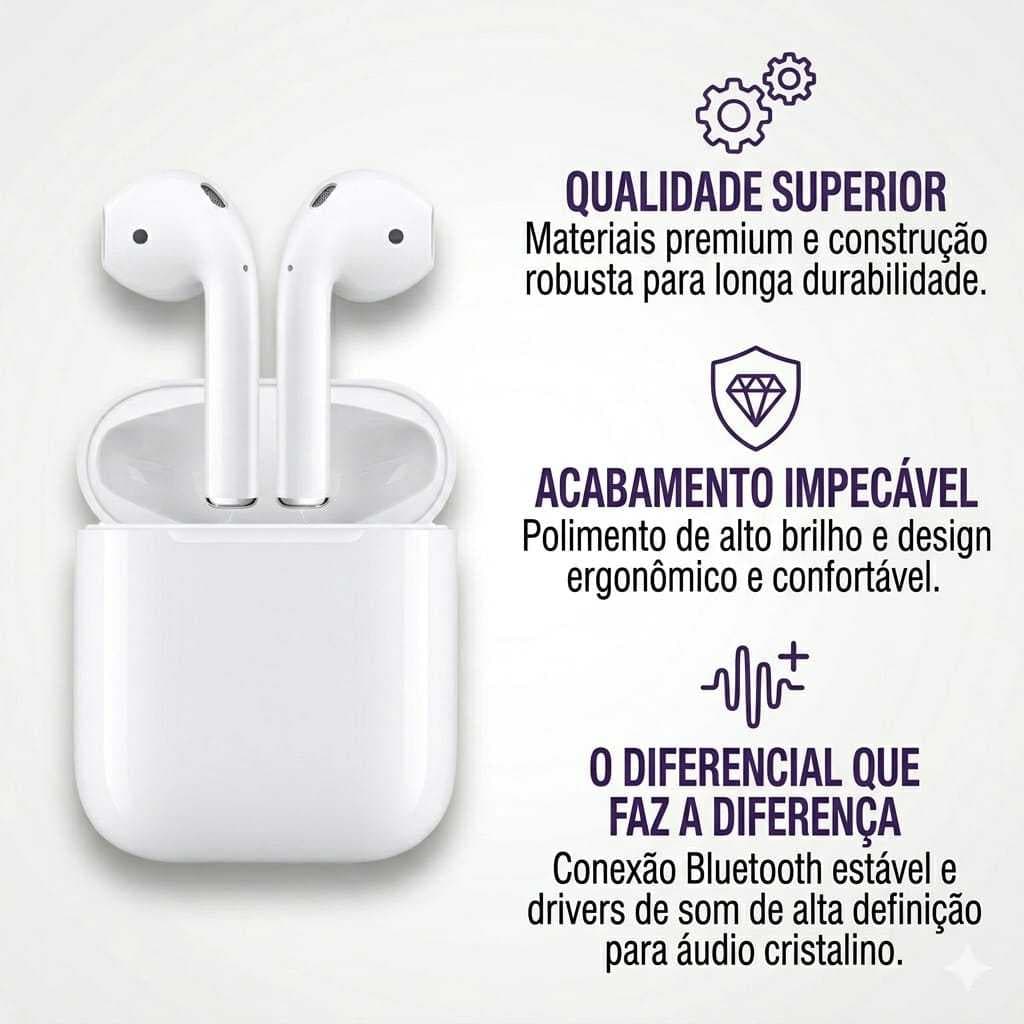 Fone de Ouvido Sem Fio i12 Tws Bluetooth Com Touch Bluetooth 5.0 Para Celular Notebook Computador
