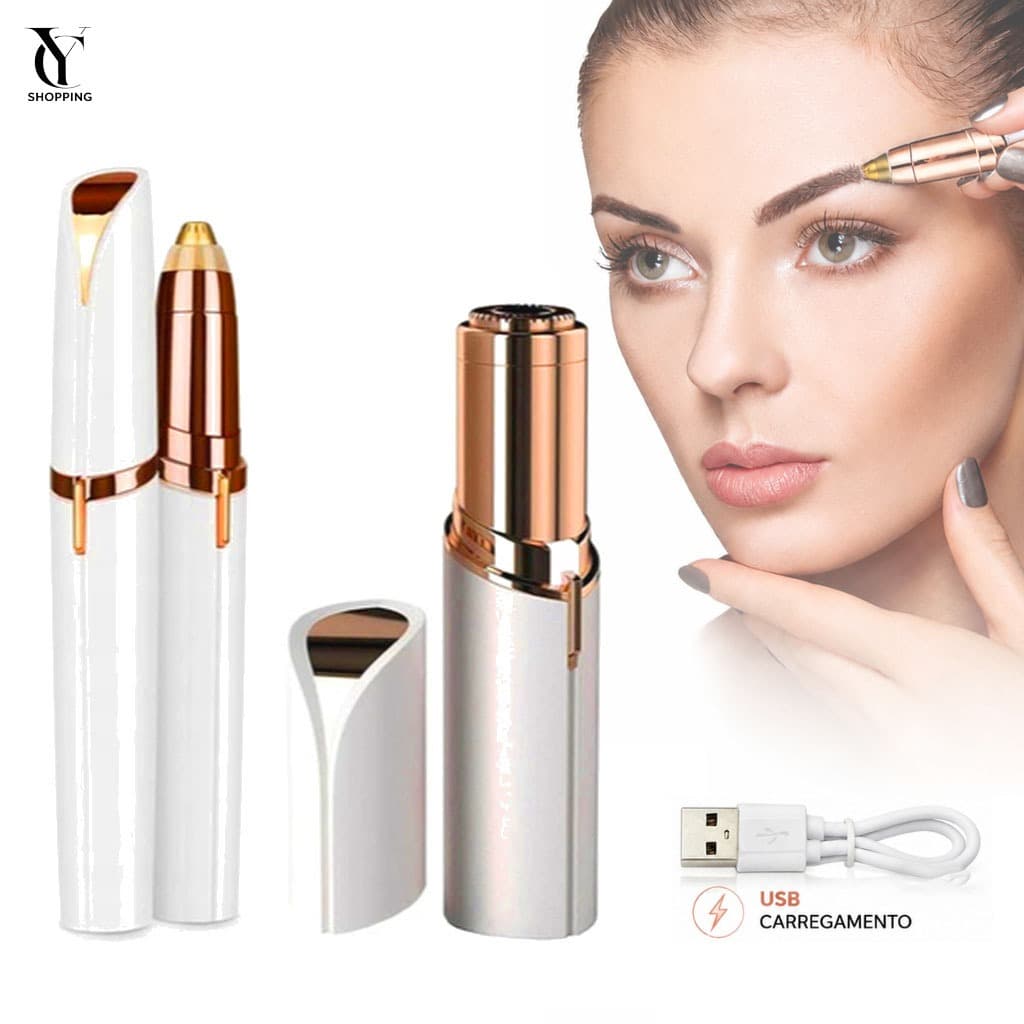 Kit Caneta Depiladora Sobrancelha + Batom Depilador Facial Cor Branco