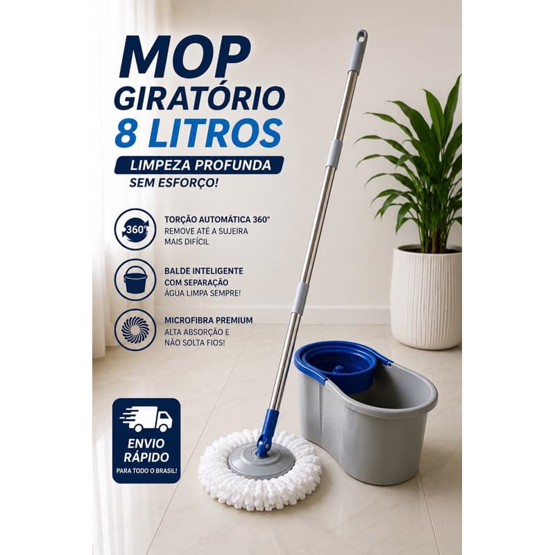 360° Balde De Esfregão Giratório Multiuso Ajustável Centrífugo Limpeza Profunda 100 % original