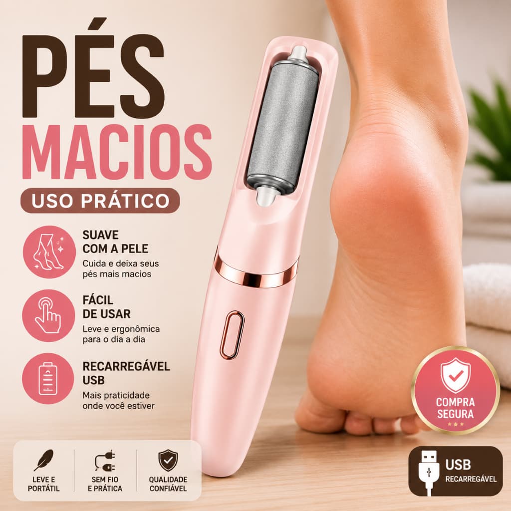 “Lixa Elétrica Recarregável USB para Pés Macios”