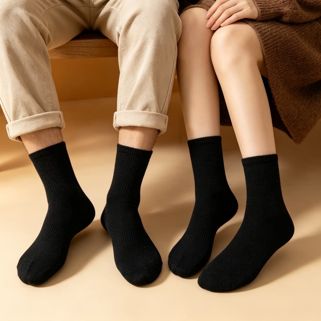 Kit 5/10 Pares Meias Algodão Cano Médio Unissex - Quentes e Confortáveis para Inverno