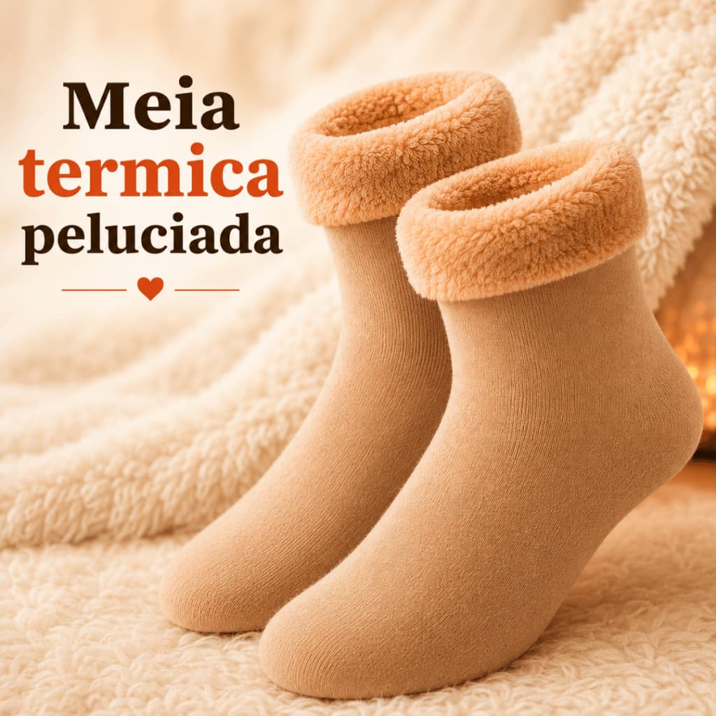 Meia Térmica Unissex Peluciada Cano Baixo Quentinha e Confortável