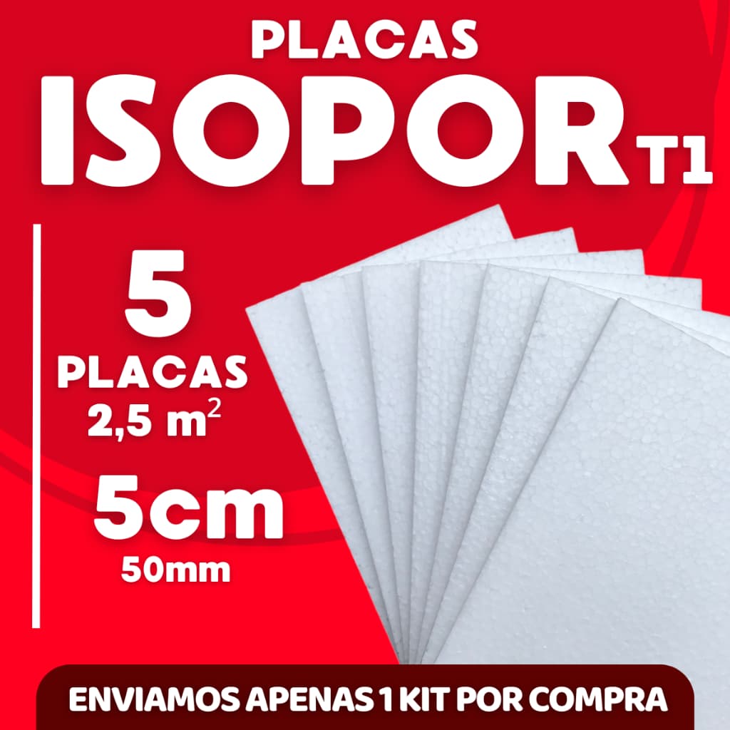 KIT 5 PLACAS EPS 50MM - 5X50X100CM ANTICHAMAS FORRO TÉRMICO ACÚSTICO - ENVIO EXPRESSO