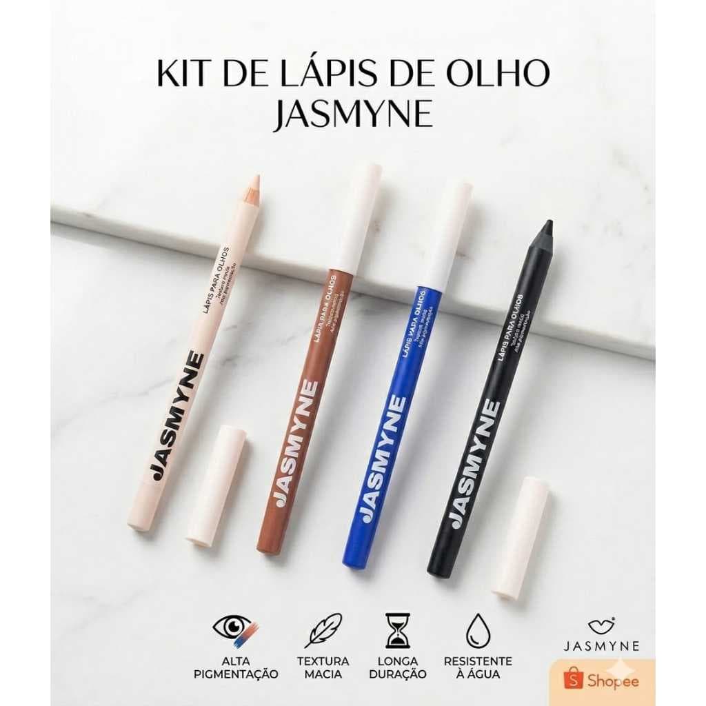 KIT LÁPIS DE OLHO JASMYNE - À PROVA D'ÁGUA, APONTÁVEL