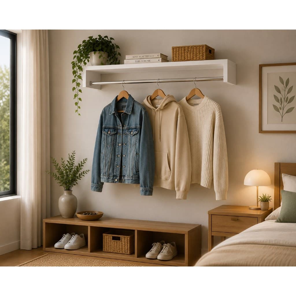 Cabideiro de Parede 60cm Arara de Roupa Suspensa Pendurador de Roupa closet Nippo