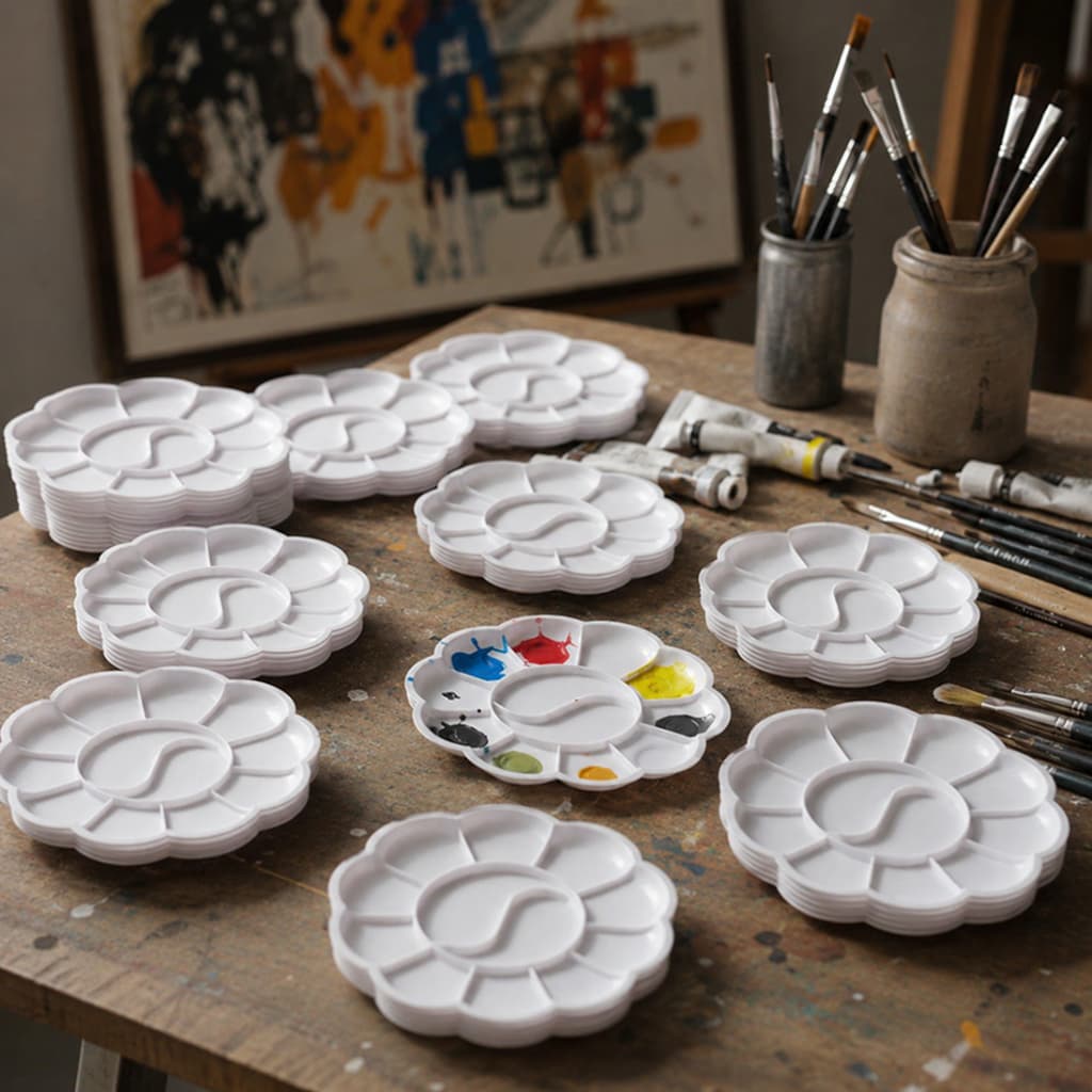 Paleta de Tinta Godê Flor Para Pintura 12 Cavidades Plástico