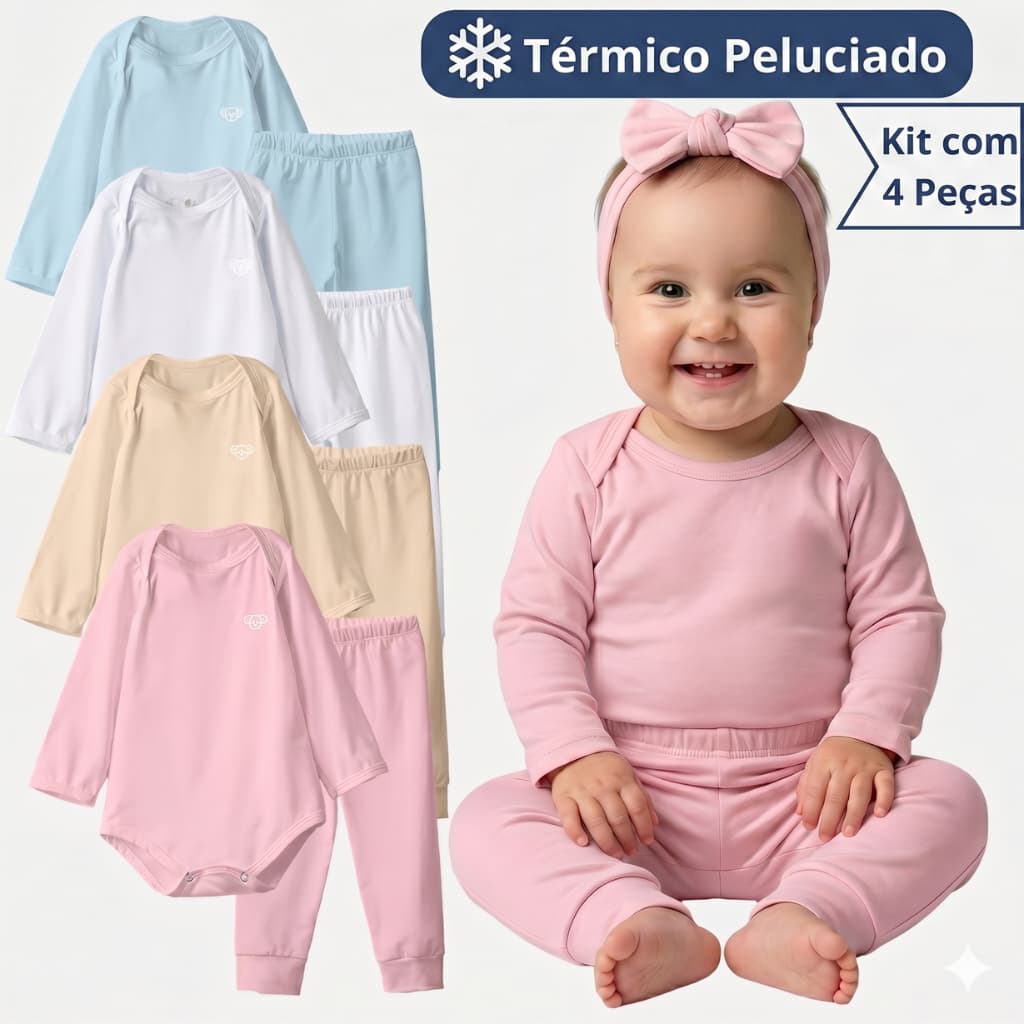 Conjunto Termico Bebe Kit com 4 Peças 2 Body + 2 Pagao Inverno Infantil