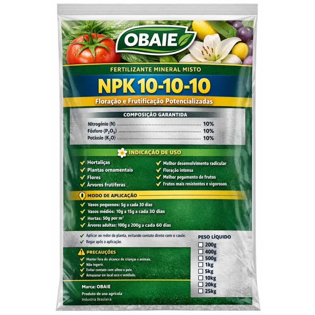 Adubo Fertilizante NPK 10-10-10 FERTILIZANTE PARA FLORAÇÃO