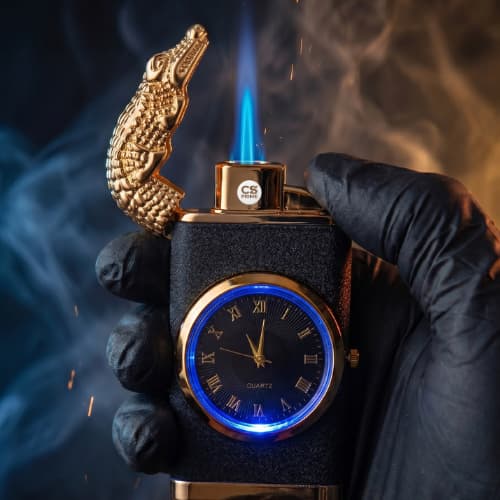 Isqueiro Maçarico Com Relógio de Luxo Premium Recarregável Presente Masculino