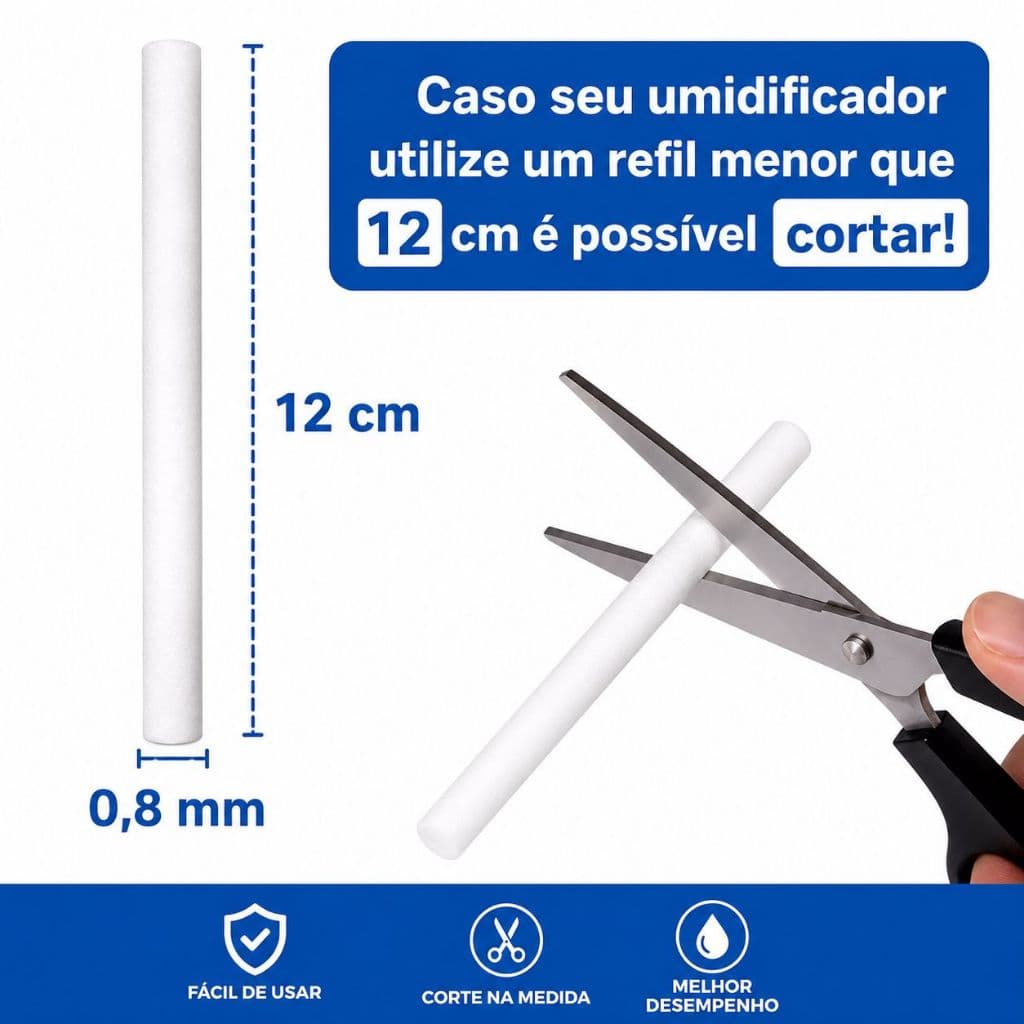 Kit 3/5/12 Refil Filtro Algodão Para Umidificador Aromatizador Difusor USB 12cm x 0,8cm