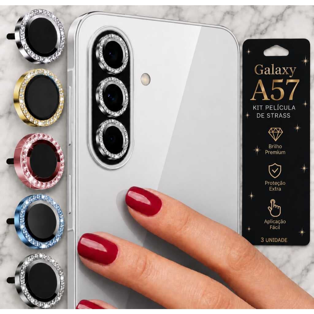 Protetor de Câmera Strass Brilho Luxo Para Galaxy A57
