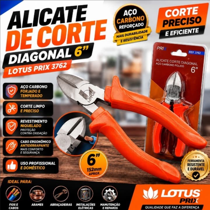 Alicate de Corte 6” Prix – Aço Reforçado | Uso Profissional e Doméstico | 3762
