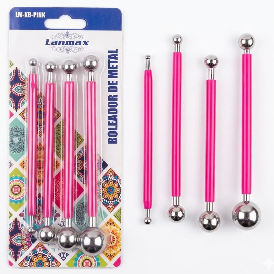 Kit 4 Boleadores Ponta Dupla 8 Tamanhos Inox Artesanato Biscuit