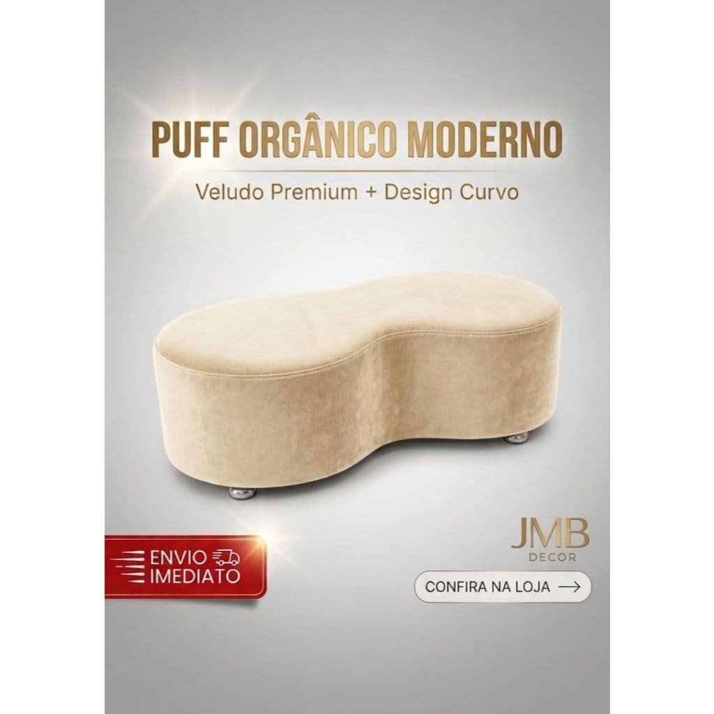 Puff Orgânico Moderno - JMB Design (93 cm) Eleve o nível da decoração do seu ambiente sala quarto