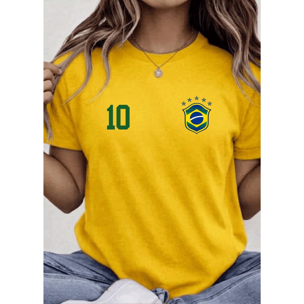 Blusa Feminina Masculina Unissex Brasil Hexa Camiseta Unissex Verão Manga Curta 100% Algodão Premium Lançamento