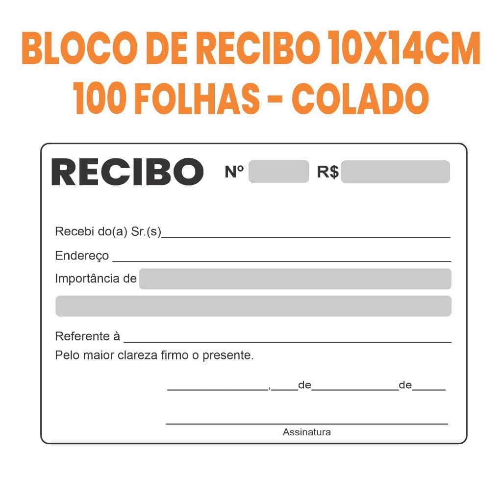 Bloco de Recibo Preto e Branco - 10x14cm